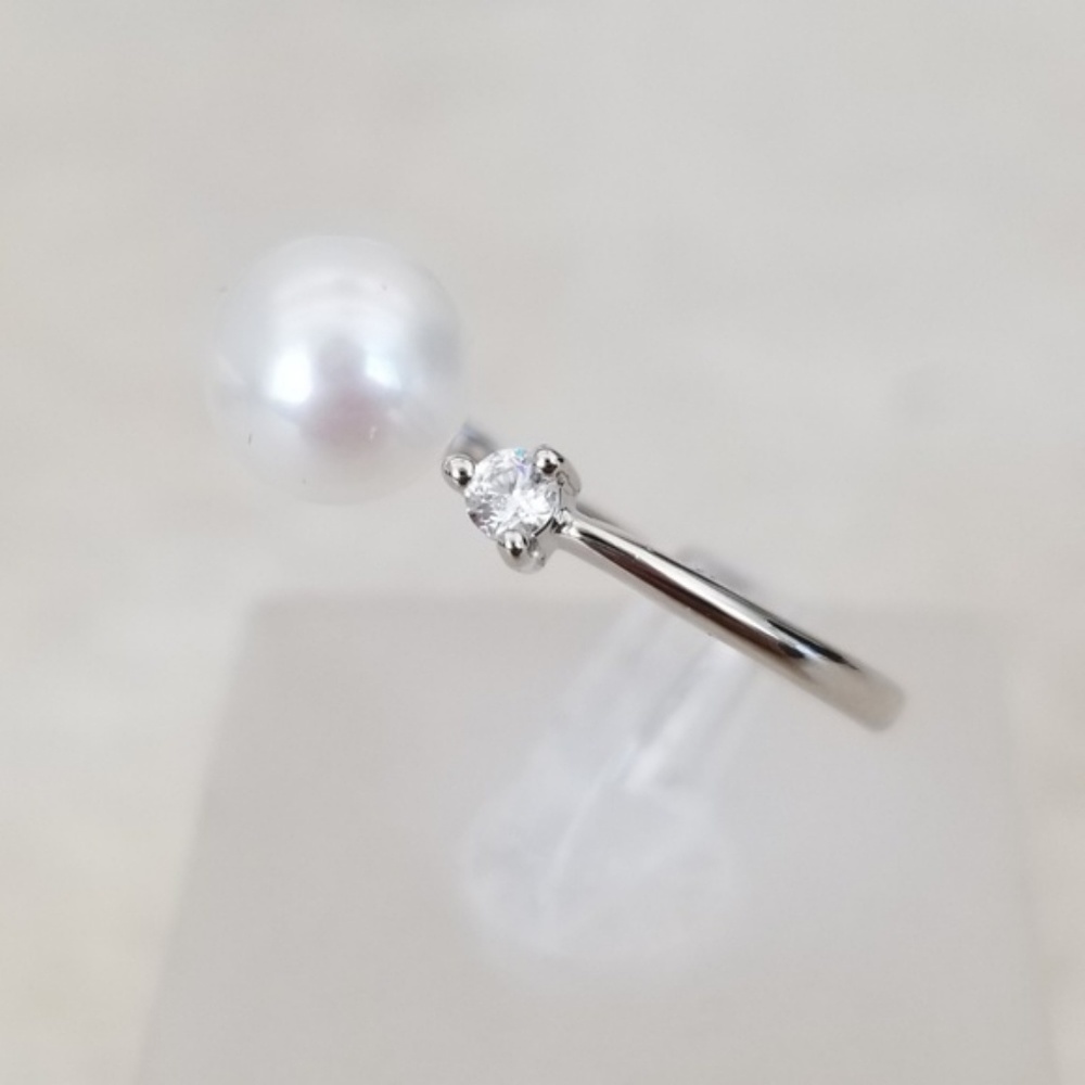 8mm Freshwater White Pearl Open Design Ring - Picture 2 of 7